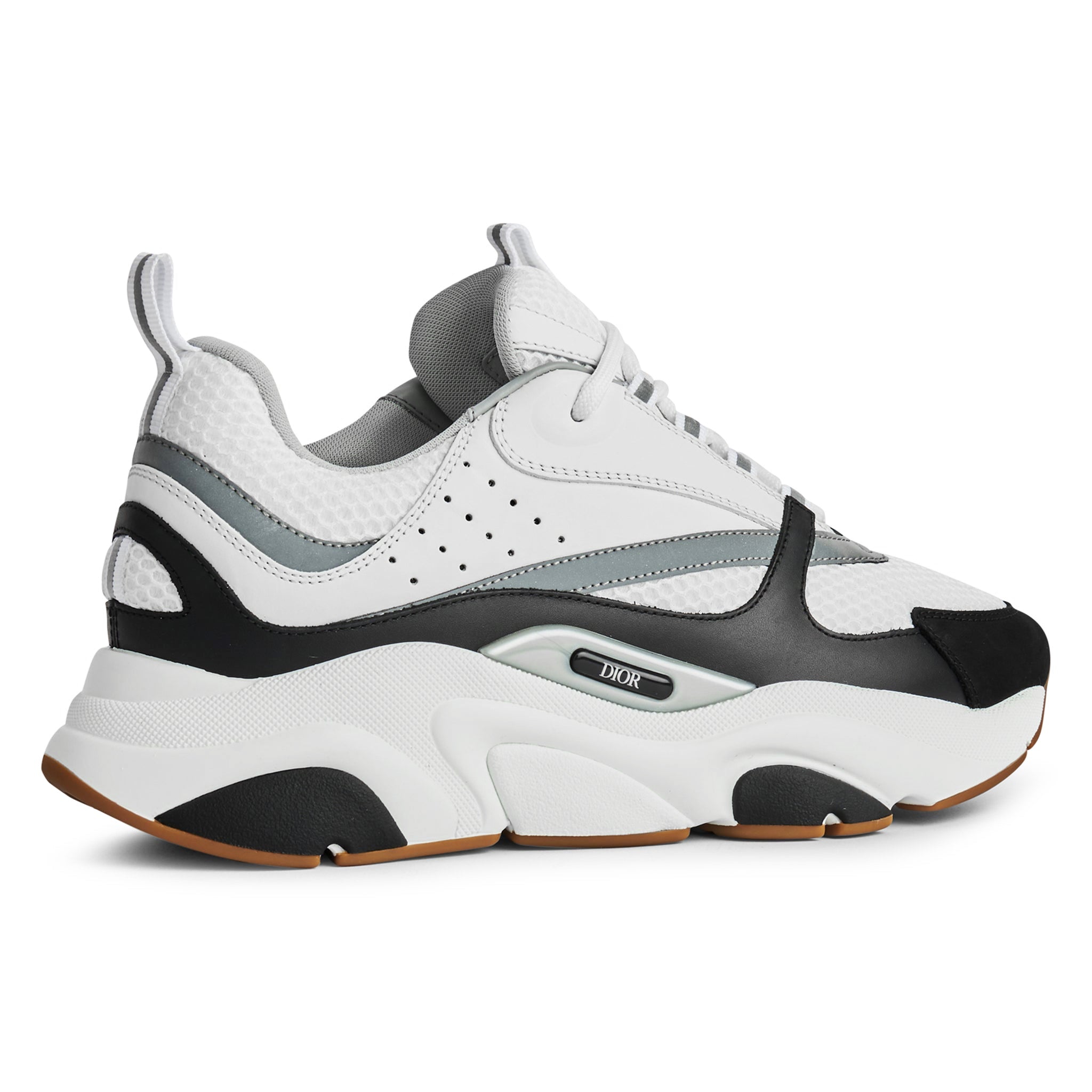 Back view of of Dior B22 Black White Silver Trainer